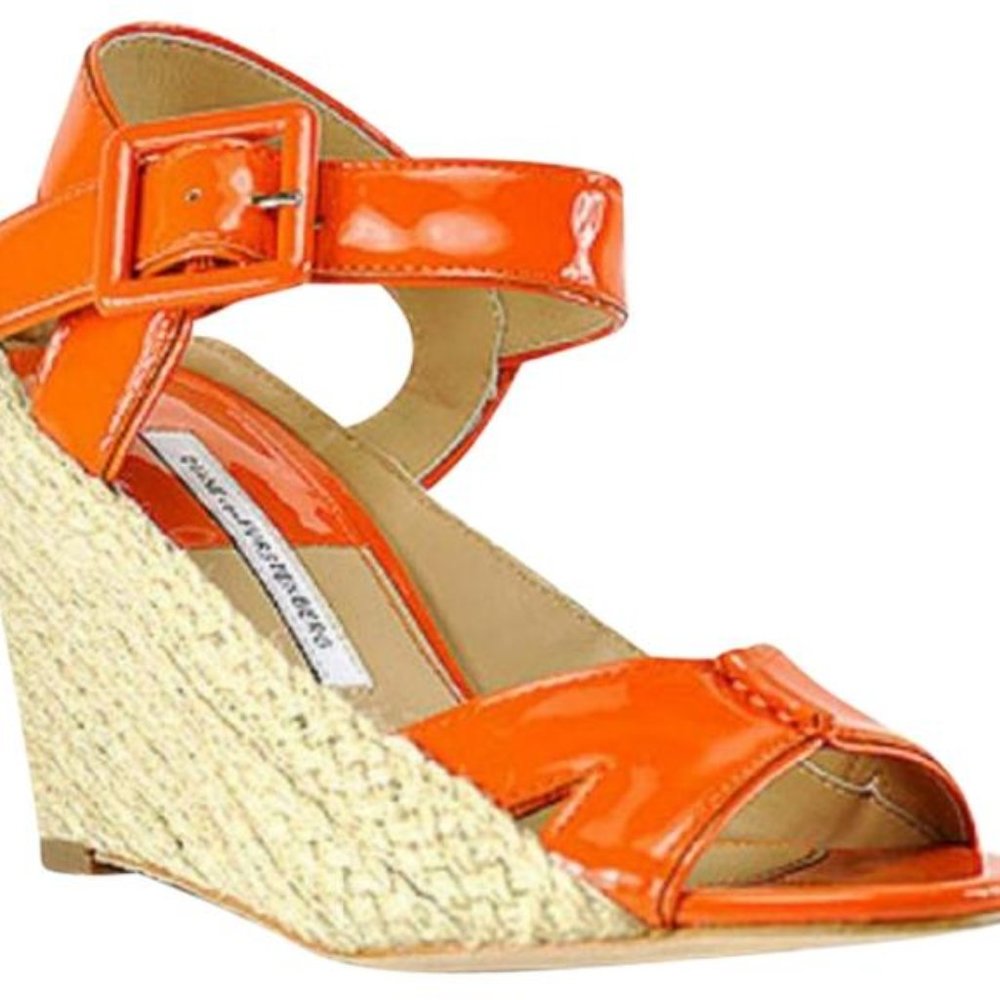 NWOT Diane von Furstenberg Sudan Patent Wedge Sandal, 9